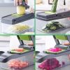 RAINBEAN Vegetable Chopper, 14 in 1 Mandoline Slicer Multi-Function Kitchen, 7 Replaceable Stainless Steel Vegetable Cutter with Egg Separator Hand Gu