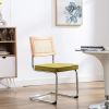iMenting Velvet Dining Chairs, Mid Century Modern Chairs with Rattan Backrest Upholstered Comfy Side Chair for Home Kitchen Dining Room, Set of 2 Avoc